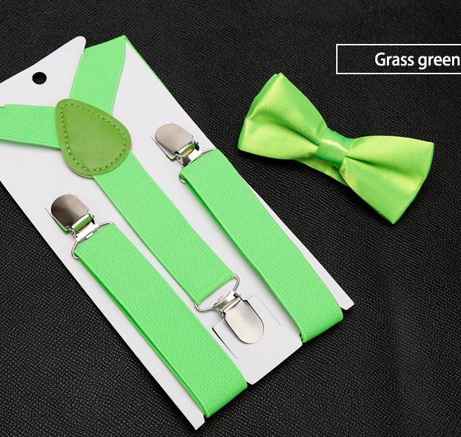 Kids Suspenders Bow Tie Set Boy Girl Retro Adjustable Suspenders Children Baby Braces Clip-on Trousers Wedding Ties Accessories