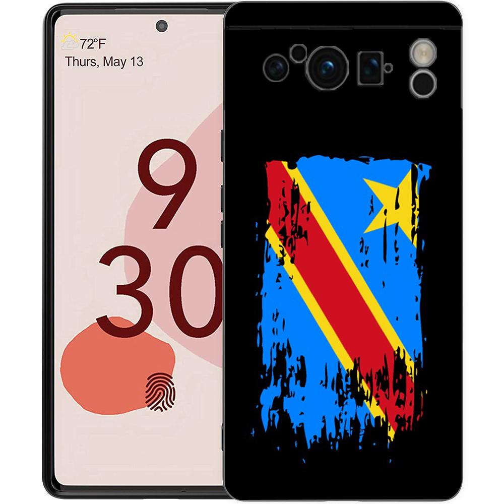 Handyhülle für Google Pixel 8 A 7 6 Pro 6A 5G Schwarz Weiche Stoßfeste Rückseite Silikon TPU Hülle Coque Kongo-Flagge