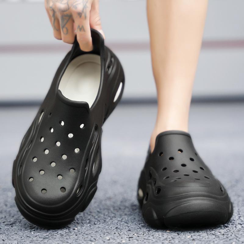 Fashion casual versatile EV lightweight men's shoes summer new thick-soled heightening bag head breathable hole shoes