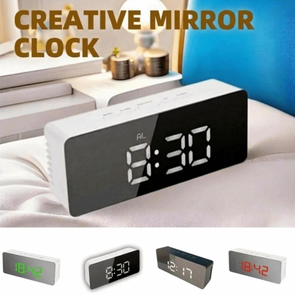 Smart Digital Alarm Clock Night Light Mirror Clock Fashion LED Electronic Clock Kids
