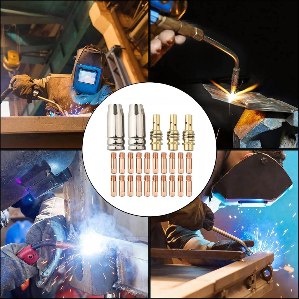 Diffusoren Set Kontaktspitzen Kit Schweißprojekte 25-teiliges Schweißdüsen-Kit 2 Düsen 20 Kontaktspitzen 3 Diffusoren