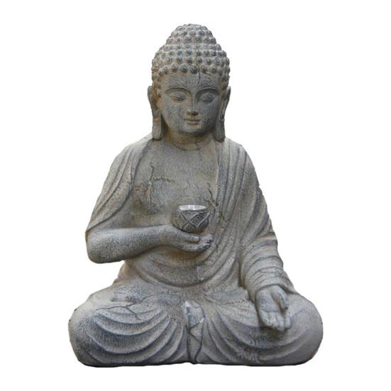 

Статуя Будды с солнечным лотосом, сидящая в медитации, скульптура Будды, освещенная дзен-садовым декором, статуэтка Будды из смолы для наружного использования, патио, двора A