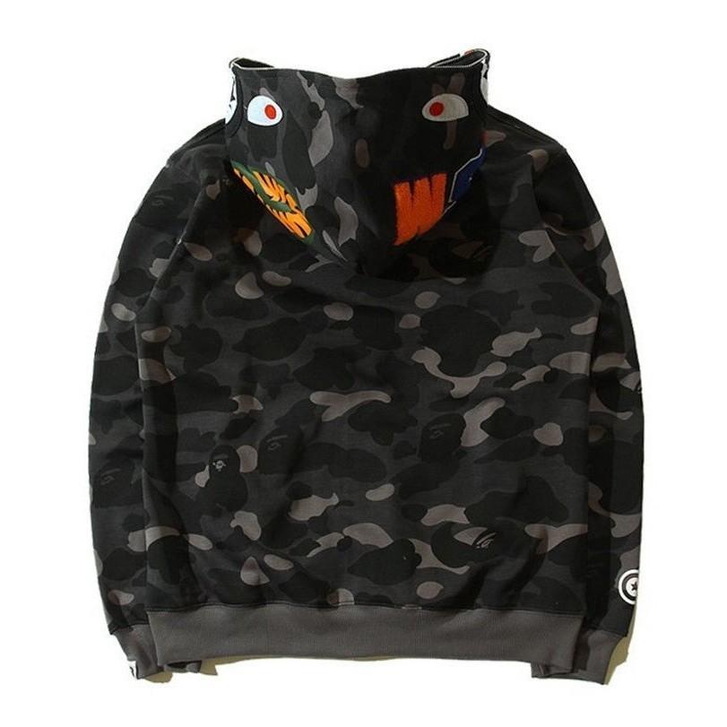 Populær Ape Bape Herre Haikje Kamuflasje Full Glidelås Hettegenser Joggebukse Jakke Kåpe