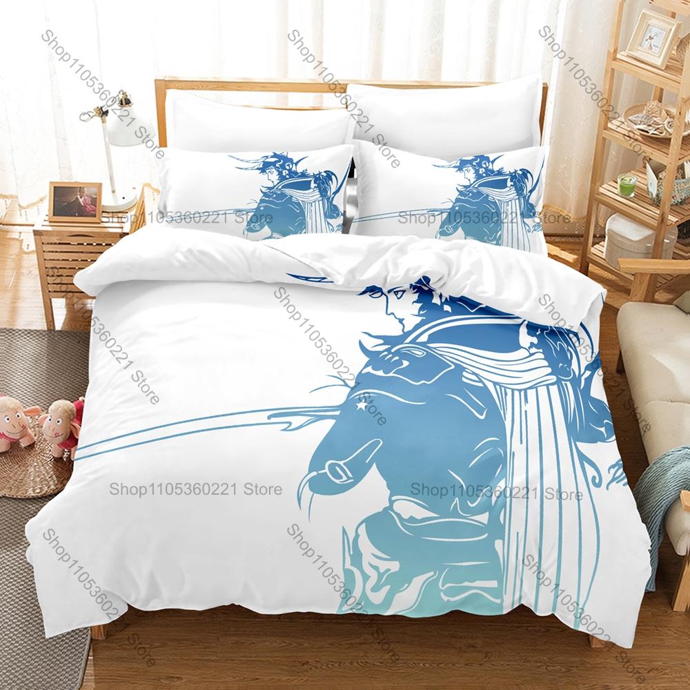 Final Fantasy Series Iconic Heroes Magic Fantasy World HD Print Bedding Set Duvet Cover 2 Pillowcases Polyester Game Room Decor