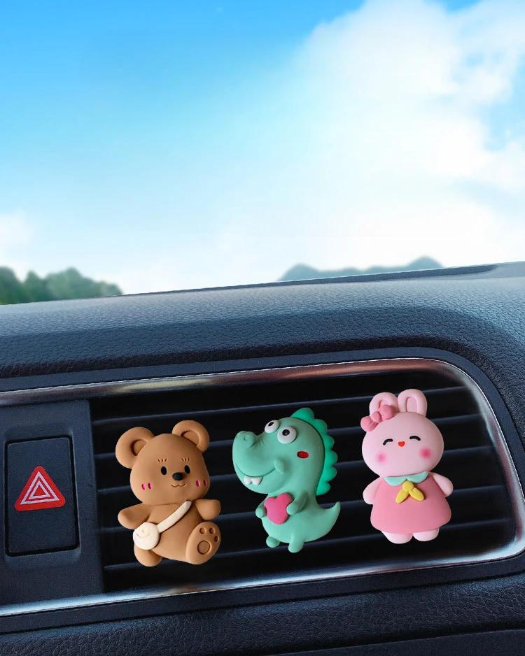 Cartoon Bear Air Vent Perfume Clip Car Air Conditioning Aromatherapy Clip Creative Car Decoration Ornaments Cute Car Accessories