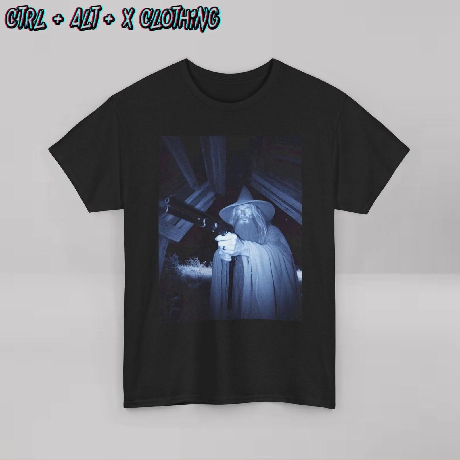 

Lord of the rings Gandalf wizard gun shirt trail cam funny novelty cotton M