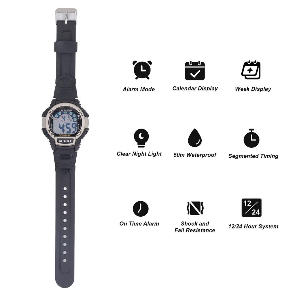 Mens Digital Watch Waterproof Electronic Sports Mountaineering Outdoor Chronograph Wrist Watch Multifunctional Luminous