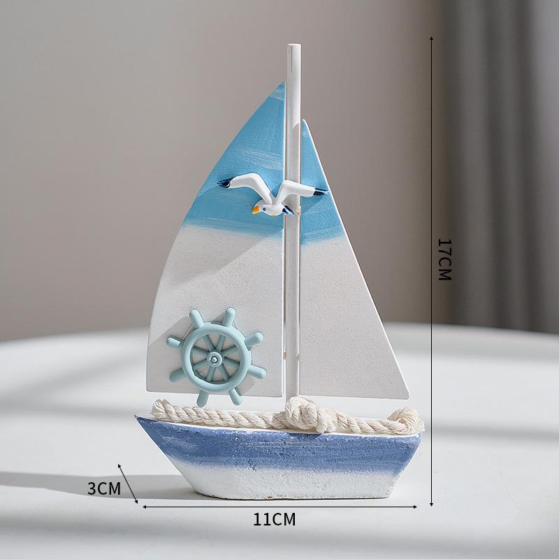 Porzellan Segelschiff Modell im mediterranen Stil - Kreative Holz Heimdeko Ornamente