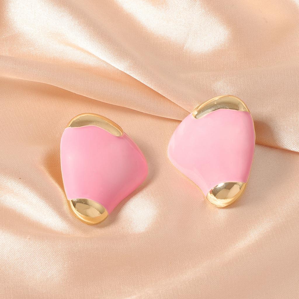 Korean version of fashionable and simple macaron multi-color geometric alloy niche ear studs
