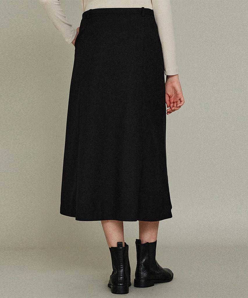 Itove Seoul Mid-Rise Wool Flare Belted Skirt Bk
