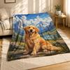 Golden Retriever Mountain Landscape Coral Fleece Blanket