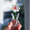 Handmade Crystal Flower Figurine Reflect Glass Flower Statue Crystal Sunflower Collectible  Women