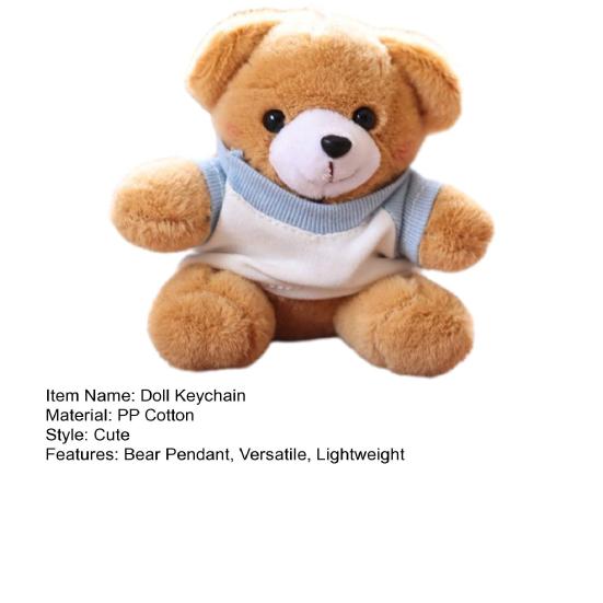 Doll Keychain Plush Pendant Bear T-Shirt Design Lightweight Key Holder Easy to Carry Keychain Backpack Accessories