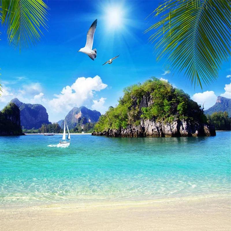3d Nature Mural Blue Ocean Wallpaper Seascape Beach Photo Wall Murals Living Room Sofa Bedroom 3d Mural Home Decor