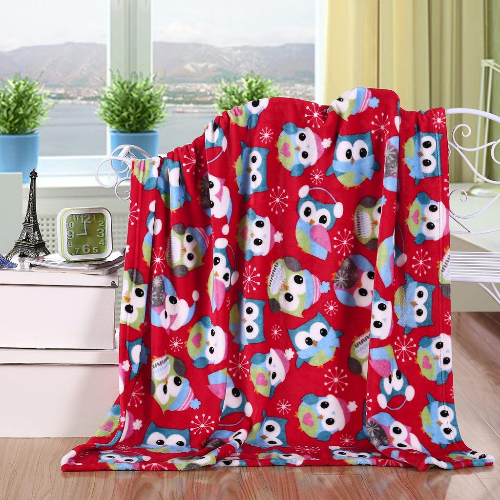 Cartoon Owl Flannel Blanket Cute Blanket Air Conditioning Blanket Nap Blanket Flannel Blanket