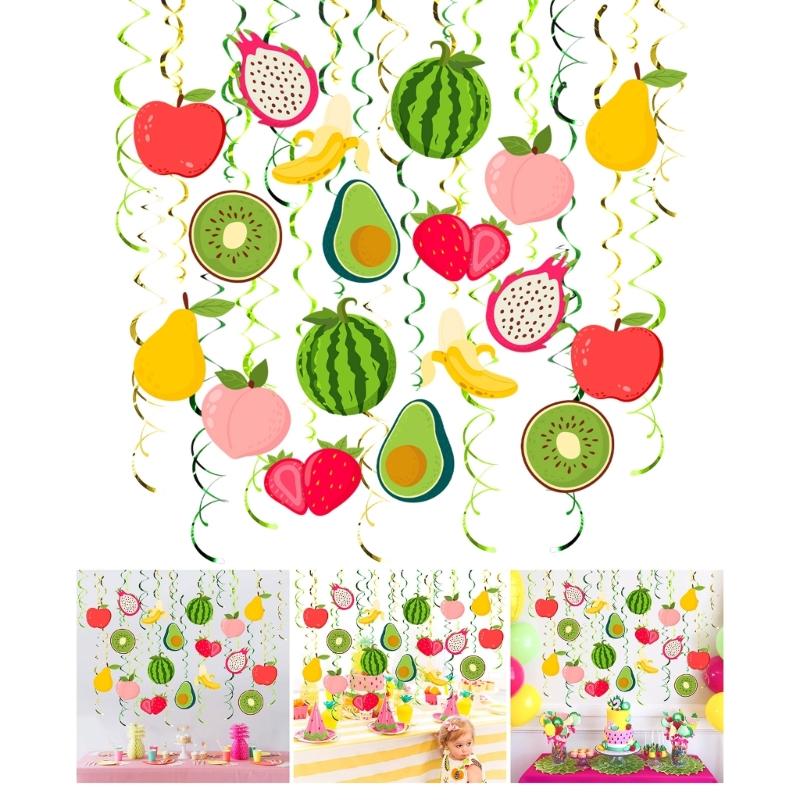 Set di 30 Spirali Frutta da Appendere per Feste Spirali a Tema Frutta Decorazioni Frutta Vivaci per Celebrazioni di Bambini