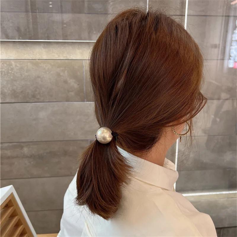 1PC Champagne Large Ball Service Rope Versatile Elastic Rubber Band Net Red Hair Circle Girl's Ball Head Rope Elastic Hair Bands