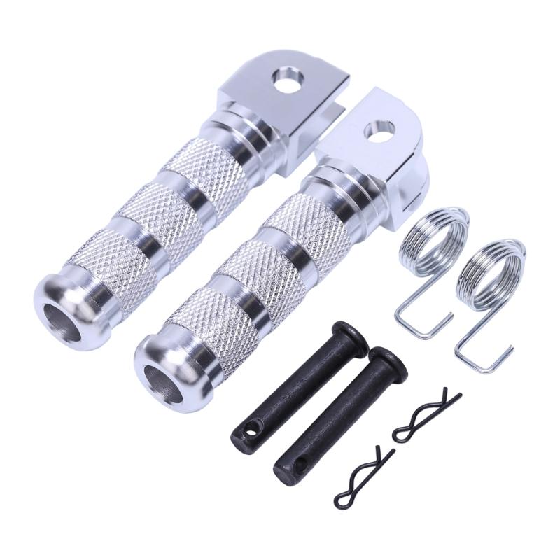 Knurled Motorcycle Foot Pegs with Forked Mounting-Hole End, Machined Aluminum Assembly for Replacement Projects