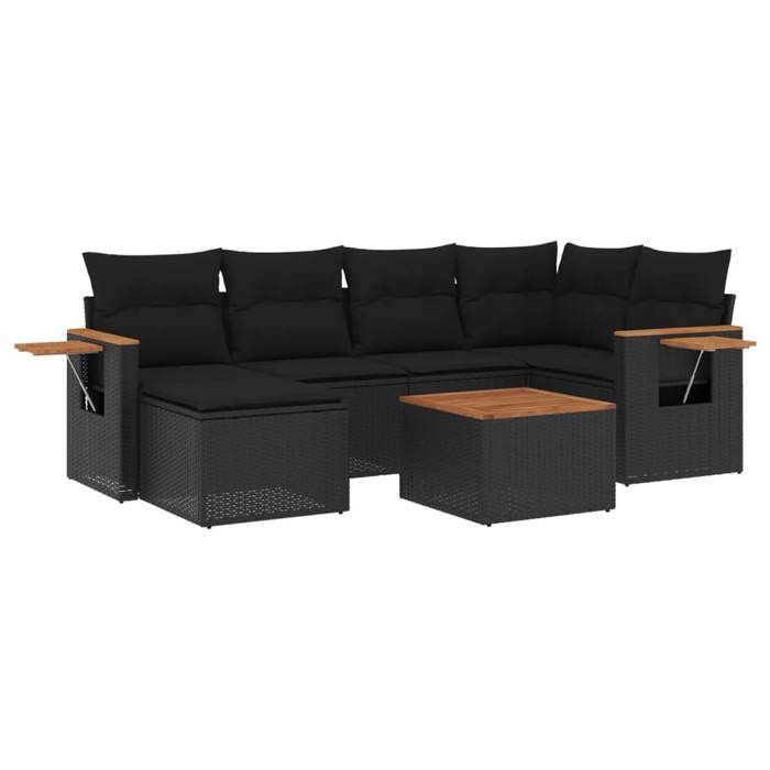 VidaXL Garden Lounge Set with Cushions 7 Pcs, Patio Sofas, Patio Furniture Set, Outdoor Furniture, Black 3259423