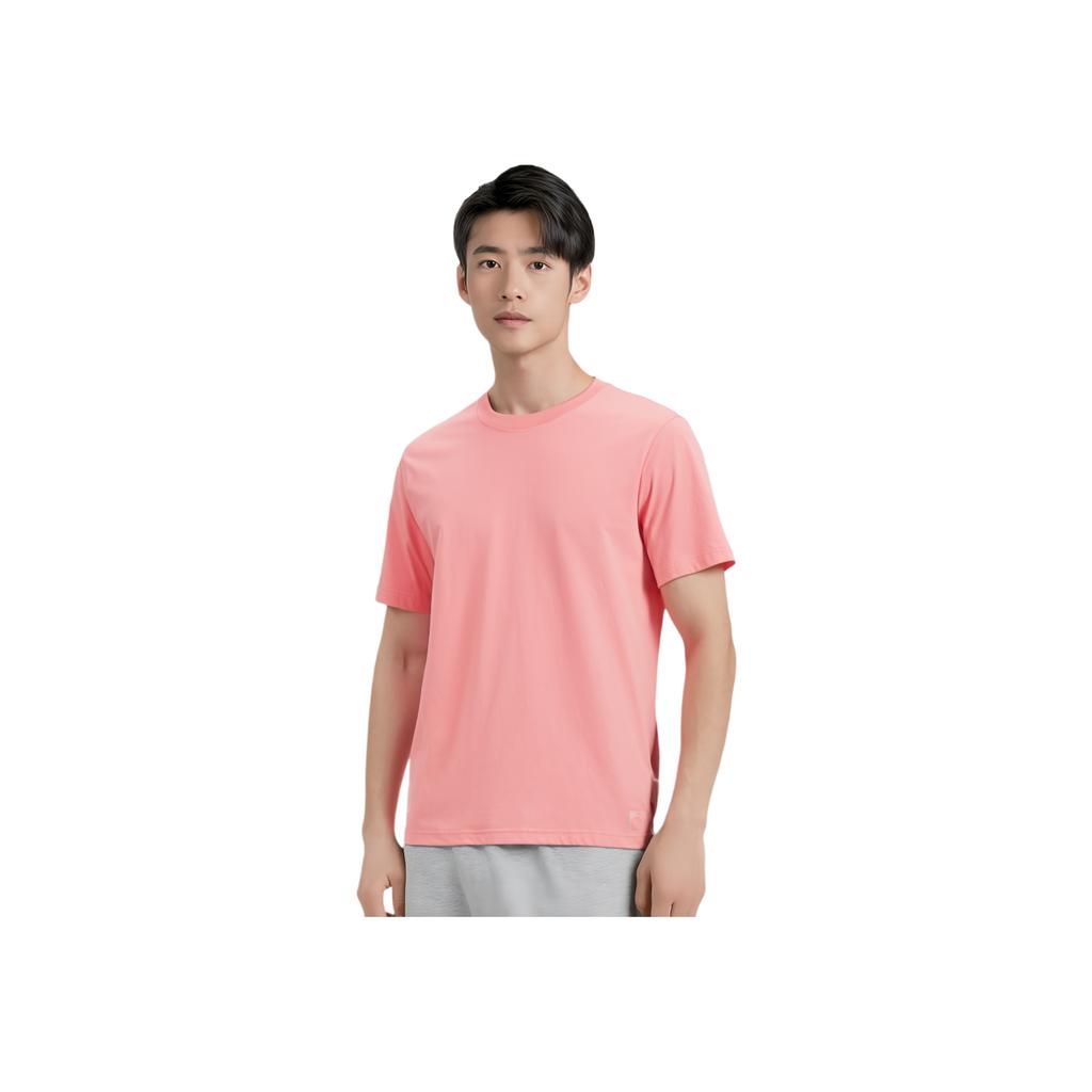 Li Ning China Color Series Solid Color Round Neck Casual Short Sleeve T-Shirt Men Tops Camellia-Pink AHSU297-8