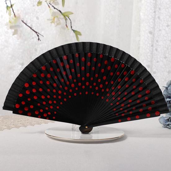Practical Beautiful Decoration Multicolor Dot Print Folding Fan Home Supply Decorative Fan