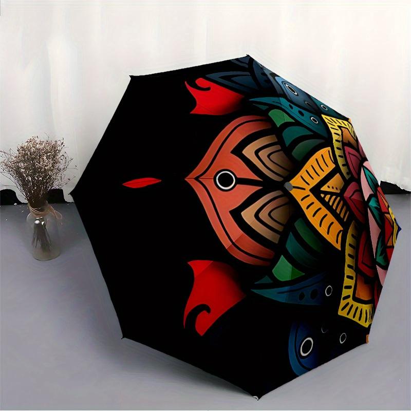 1pc Mandala Abstract Automatic Open 8-Rib Windproof Umbrella, Travel & Commuting, Suitable for All Seasons