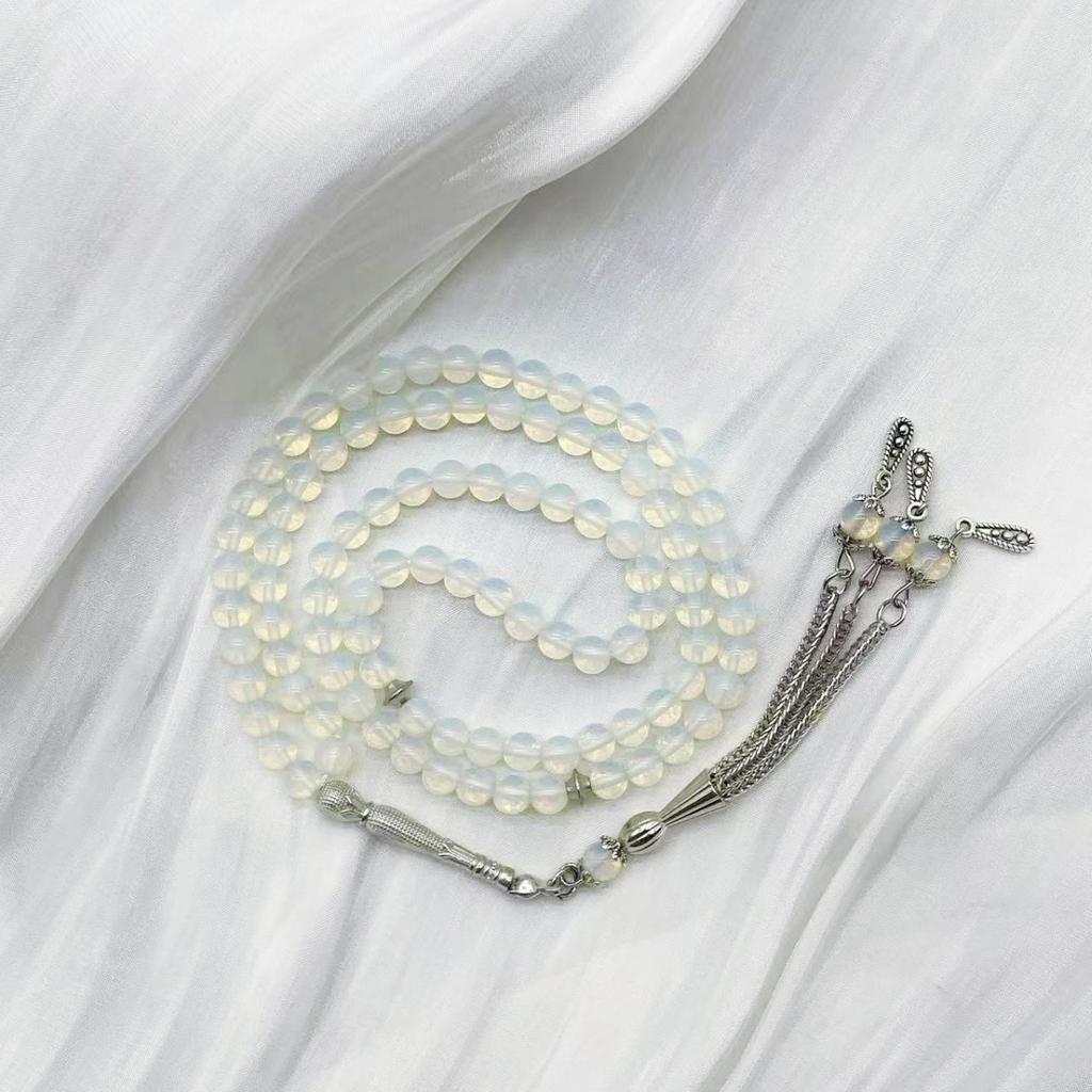 Handmade Glass Tasbih | Muslim Prayer Beads with Elegant Tassel | Daily Use Islamic Rosary & Fashion Spiritual Bracelet