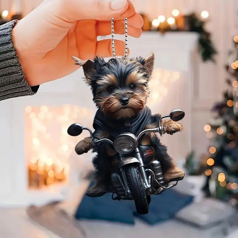2D Flat Acrylic Car Pendant Motorcycle Black Dog Backpack Accessories   Decoration Backpack Pendant Christmas Tree Keychain Mobile Phone Case Pendant