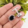 Natural Black Onyx Gemstone 925 Sterling Silver Handmade Jewelry Cufflinks 0.6" CL-1-18