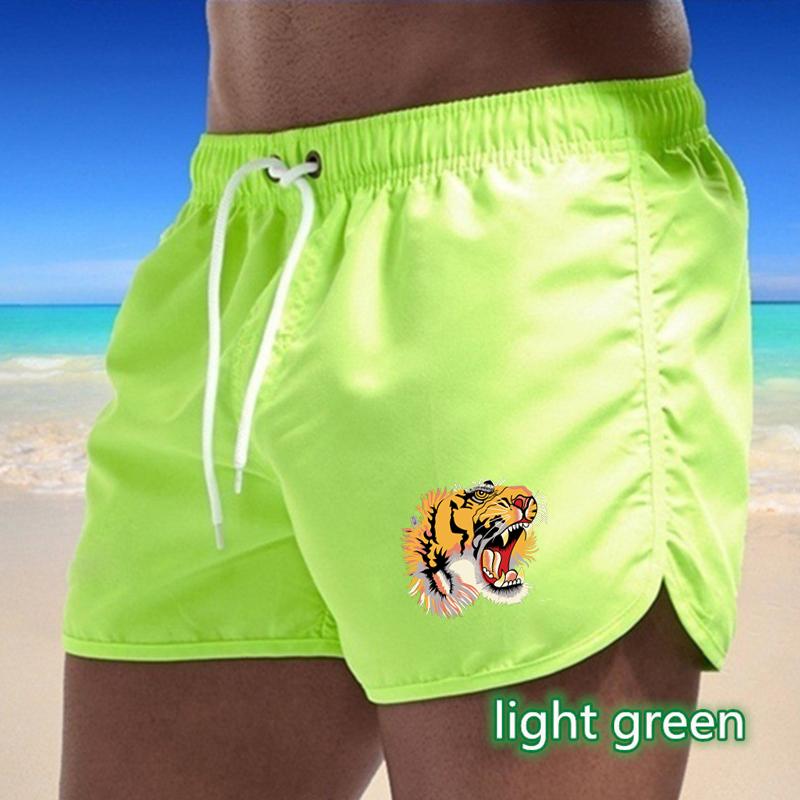 2025 Summer New Men's Quick-Drying Swim Trunks Sports Pants Swimwear Beach Shorts Jogging Shorts Tiger Print