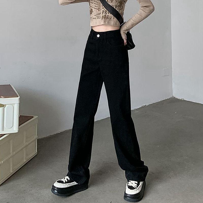 

Narrow version wide-leg jeans women s autumn thin light-colored high-waisted straight loose and thin small floor pants S recommends 80-47.5 kg
