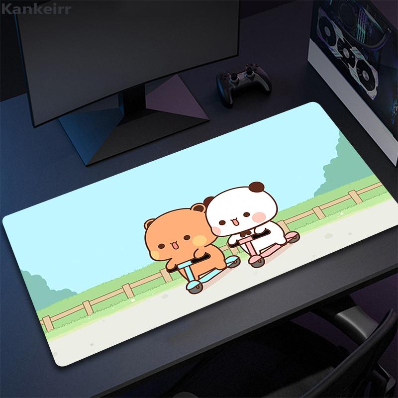 Super Cute Bear Cartoon Deskpad Office Computer Desk Mat Keyboard Big Mouse Pad Laptop Cushion Nonslip for PC Kawaii Desk Pad