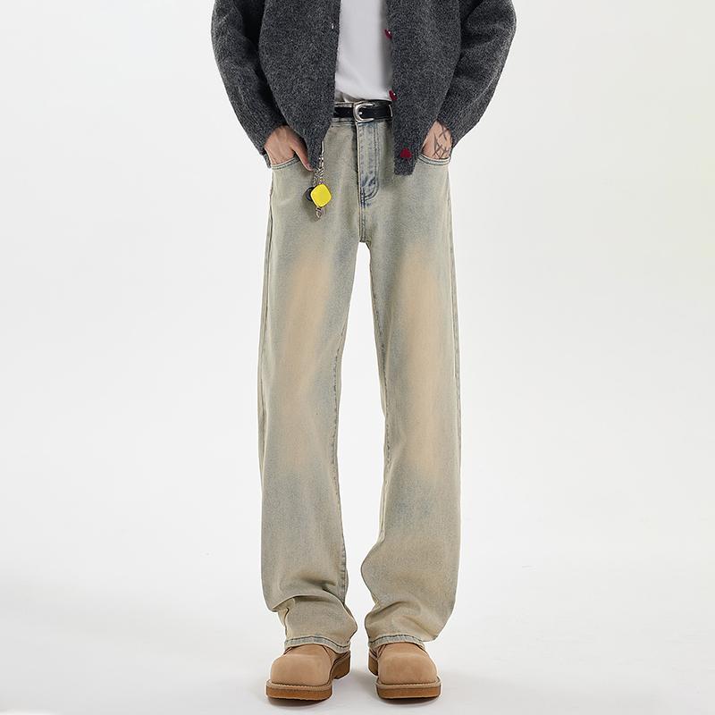 2024 High Street Men Women Trendy Straight Leg Washed Jeans Couples Loose Retro Casual Pants Wide Denim Pants Male Baggy Harajuku Trousers