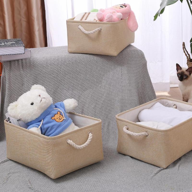Foldable Storage Basket Large Capacity Clothes Storage Bag Linen Storage Box with Handle Toy Storage Sundries Sorting Basket