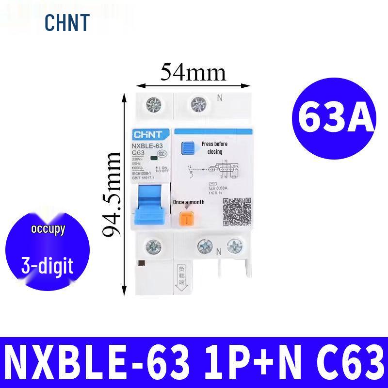Chint Leakage Protector Circuit Breaker: 2P, 1P3P+N, 4P with Leakage Protection (32A, 20A, 40A, 63A) Air Switch