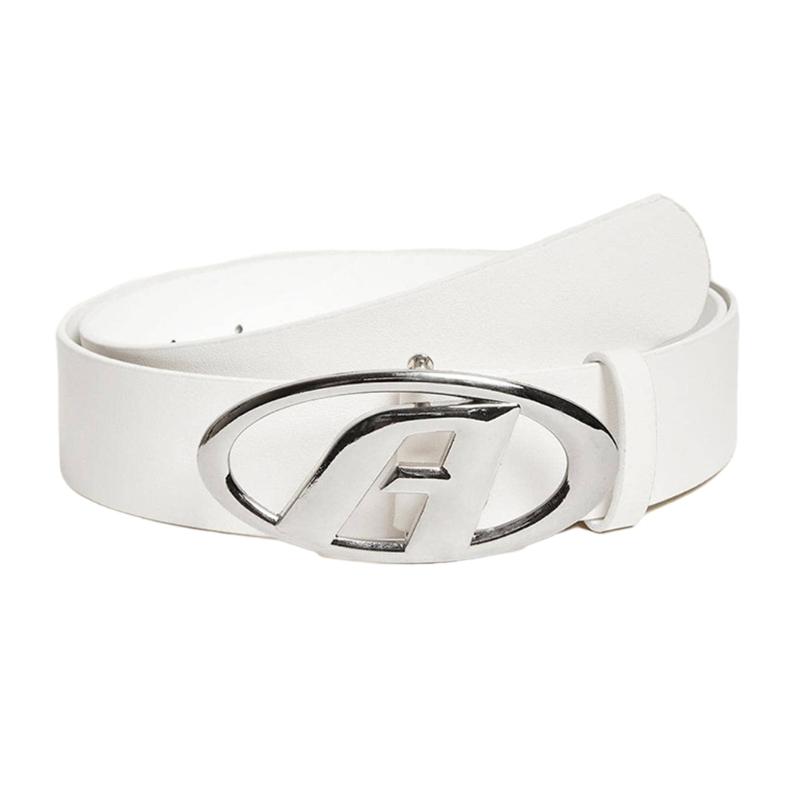 Temperament Women Jeans Waist Belts with Letter Shape Buckles Ladies Waistband