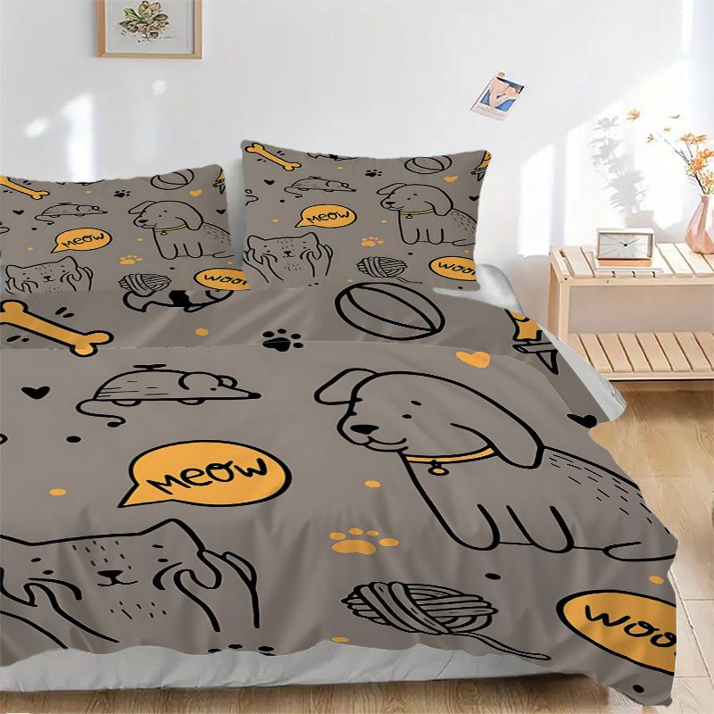 

3pcs Animal Friends Bedding Set, Suitable for Bedroom Decoration, (Includes 1 Duvet Cover And 2 Pillowcases, Quilt Not Included) yy250822170 135x200cm