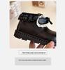 Kore Retro Kız Çocuk Siyah Kışlık Deri Ayakkabı 2025: Lolita Bebek Fiyonklu Pamuklu Kısa Botlar