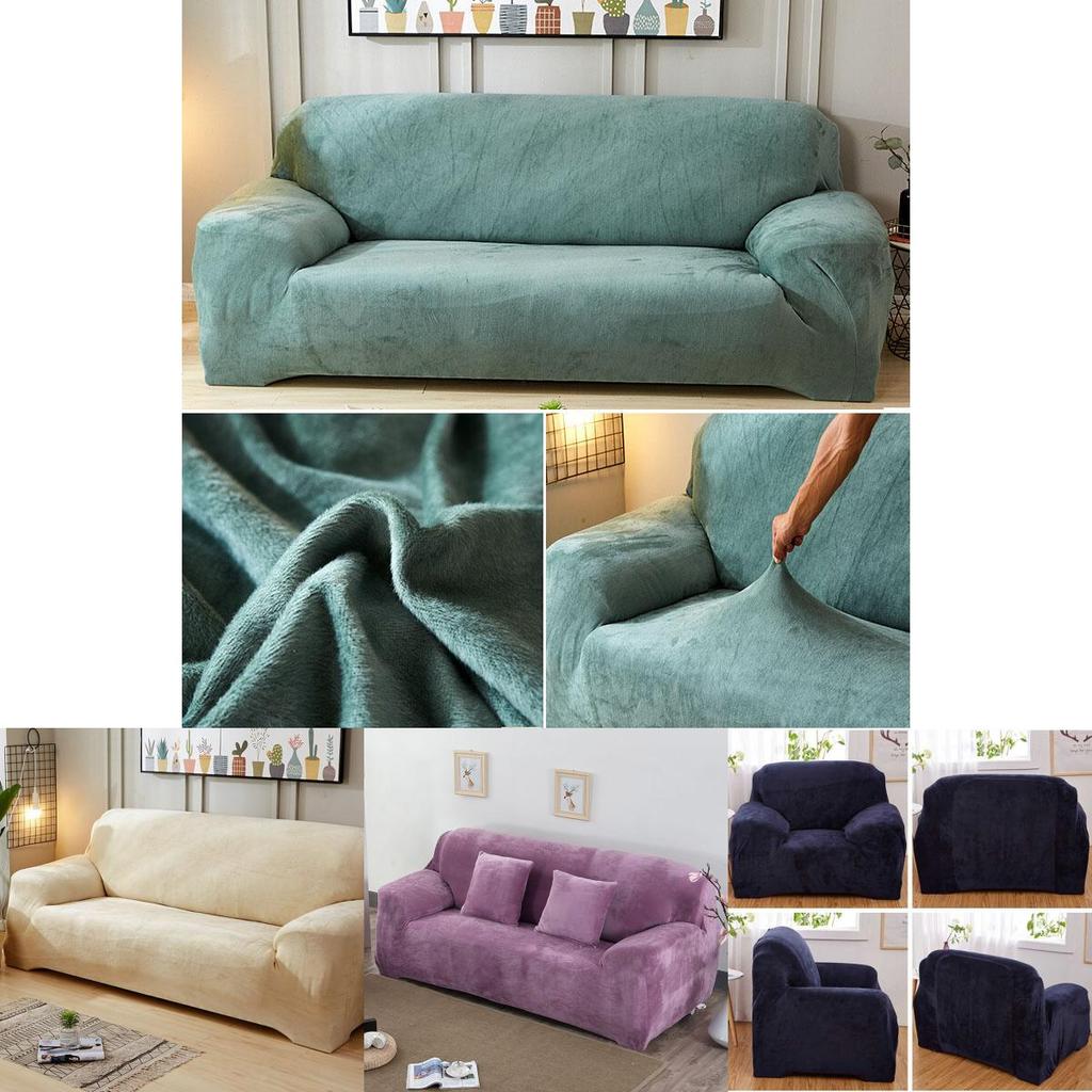 Skin-friendly Stretch Sofa Slipcover Thick Plush Velvet Cover Offering Total Protection