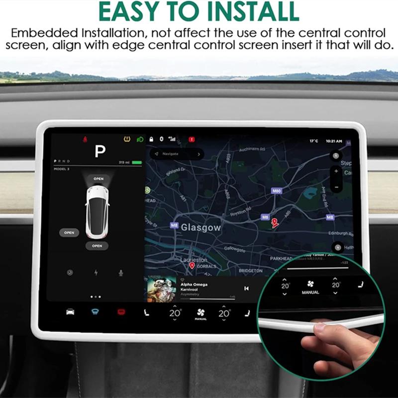 Center Console Screen Protector Frame for Tesla Model Y Juniper Model 3 Highland 2025 Display Edge Protector Auto Accessories