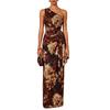 Elegant Floral Print Wrap-Style Off-Shoulder Maxi Dress With Waist Tie Slim Fit Flowy Long Gown Office Evening