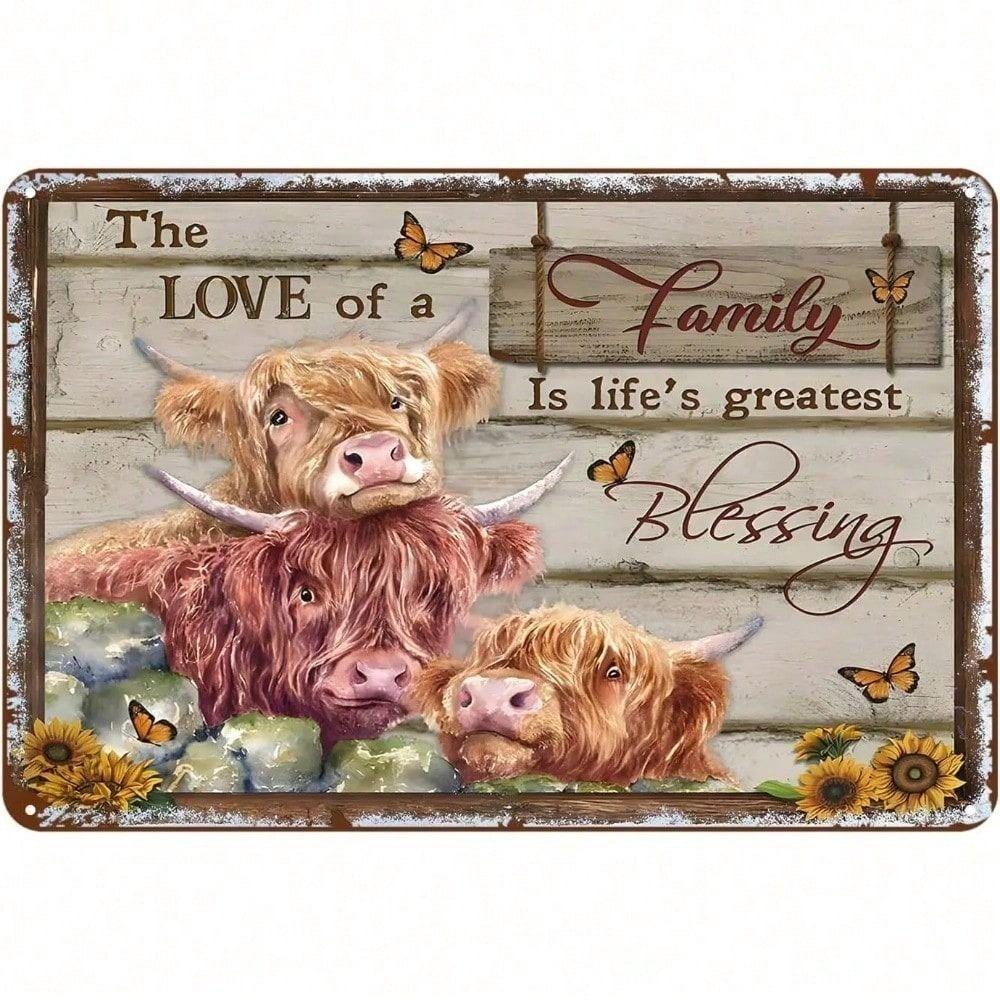 Vintage Highland Cow Metal Poster Wall Decor for Home Kitchen Bar Gift