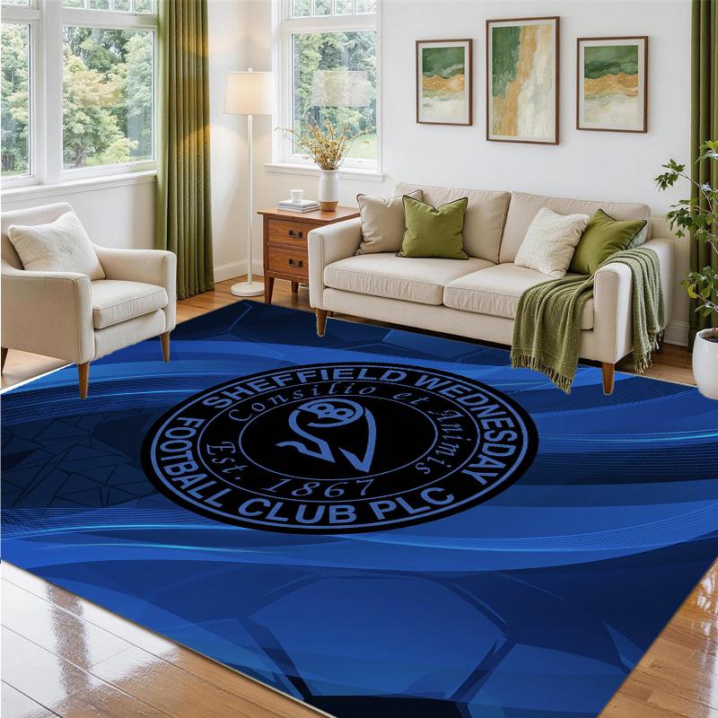Sheffield Wednesday Football Design Crystal Velvet Rug Soft Decorative Mat for Bedroom Entrance