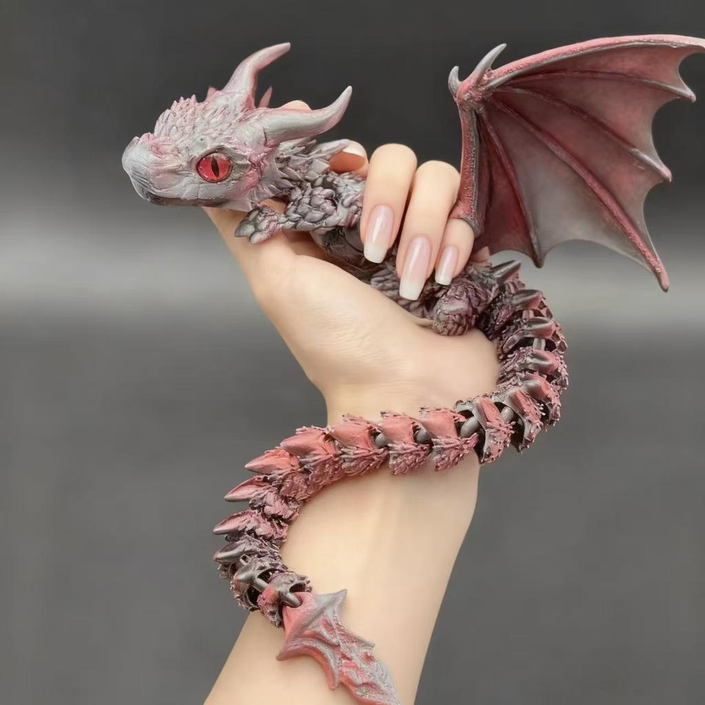 3D Printed Magic Dragon With Wings Movable Joint Fidget Toy Rotatable Articulated Office Desktop Ornament Adults Kid Crafts Gift