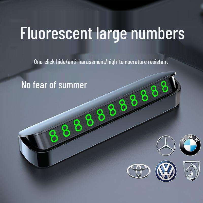 Creative Luminous Dashboard Parking Sign: High-Temperature Resistant, Hidden Moving Number Plate