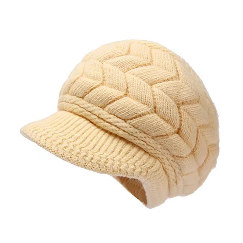 Women'S Hats Winter Warm Knitted Hat Rabbit Hair Double Layer Plus Velvet Cap Visor Beanies For Women Casual