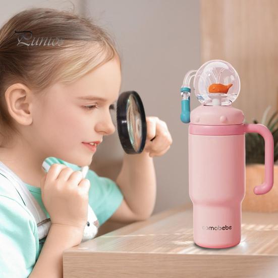 Leak-resistant Toddler Cup Whale Fountain Tumbler 710ml Stainless Steel Drinking with Fun Effect Leak-Proof Spill-Proof Straw for Kids Adults