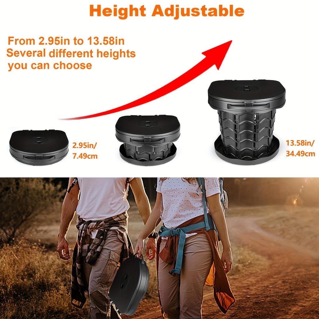 Adjustable Height Folding Toilet with Trash Bags And Storage Pouch Portable Car RV Toilet Camping Toilet Made of PP Material Retractable And Foldable