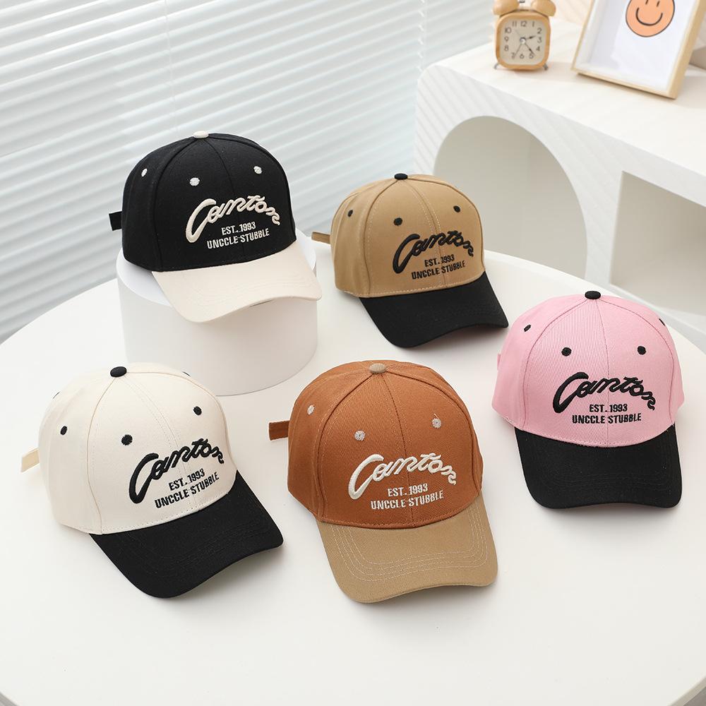 Children Baseball Cap Letters Embroidery Fashion Spring Summer Cap for Kids Boy Girl Sun Hats 52-54cm Bicolor Cotton