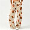 Women's Casual Loose Fit Star Print Curved Wide Leg Pants for Everyday Wear